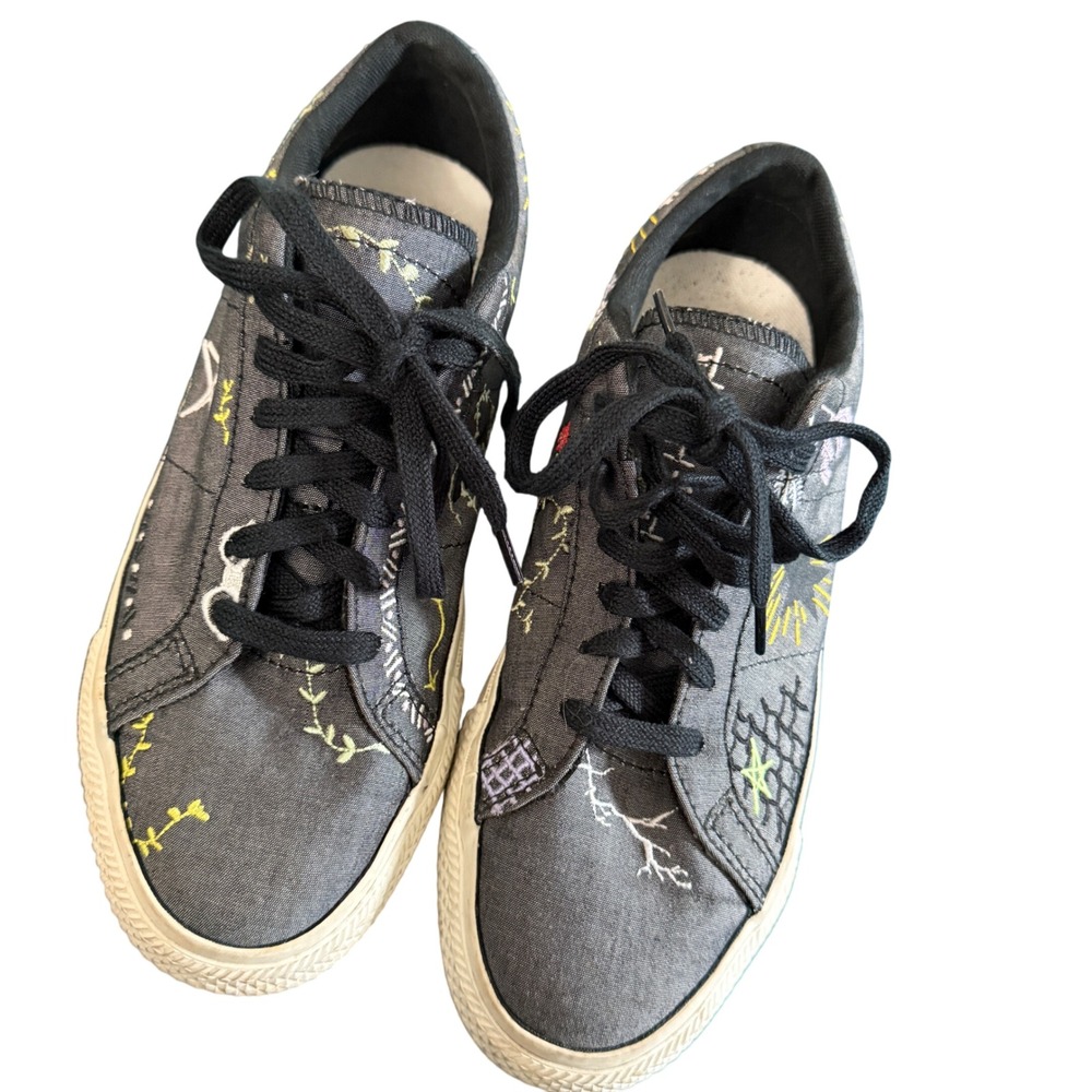 Converse One Star Pro Cowboy Embroidery sneakers black 6.5 W/5 M canvas skate - Picture 2 of 10